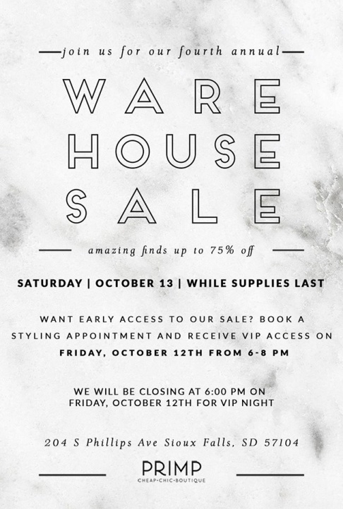Primp Sioux Falls Warehouse Sale